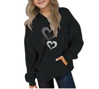 Kleoque Cute Hoodies For Teen Girls Trendy Preppy Hooded Sweatshirt Tops Kids Boys Oversized Long Sleeve Shirts Clothes Stylish Funny Graphic Print Workout Everydaywear #02Black 4-5 Years