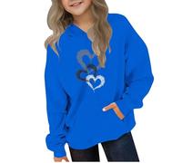 Kleoque Cute Hoodies For Teen Girls Trendy Preppy Hooded Sweatshirt Tops Kids Boys Oversized Long Sleeve Shirts Clothes Stylish Funny Graphic Print Workout Everydaywear #02Blue 13-14 Years