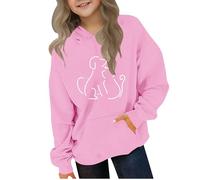 Kleoque Cute Hoodies For Teen Girls Trendy Preppy Hooded Sweatshirt Tops Kids Boys Oversized Long Sleeve Shirts Clothes Stylish Funny Graphic Print Workout Everydaywear #05Pink 11-12 Years
