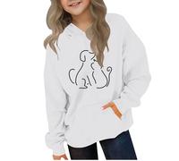 Kleoque Cute Hoodies For Teen Girls Trendy Preppy Hooded Sweatshirt Tops Kids Boys Oversized Long Sleeve Shirts Clothes Stylish Funny Graphic Print Workout Everydaywear #05White 9-10 Years
