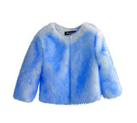 Kleoque Faux Fur Jackets For Girls Kids Winter Coats Long Sleeve Solid Color Trendy Thicken Thermal Coats Puffer Fuzzy Open Front Fashion Streetwear Outwear Blue 5-6 Years