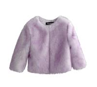 Kleoque Faux Fur Jackets For Girls Kids Winter Coats Long Sleeve Solid Color Trendy Thicken Thermal Coats Puffer Fuzzy Open Front Fashion Streetwear Outwear Purple 7-8 Years