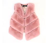 Kleoque Girls Faux Fur Jacket Vest Cute Warm Winter Toddler Girls Sleeveless Fleece Gilet Outerwear Waistcoat Fashion Outwear Coat Party Prom School Dance Outfits Watermelon Red 5-6 Years