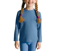 Kleoque Girls' Fleece T-Shirt Basic Long Sleeve Mock Turtleneck Casual Trendy Soft Base Layer Top Tees Winter Warm Cute Graphic Print Comfy Active Workout Blouses #01Blue 4-5 Years