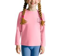 Kleoque Girls' Fleece T-Shirt Basic Long Sleeve Mock Turtleneck Casual Trendy Soft Base Layer Top Tees Winter Warm Cute Graphic Print Comfy Active Workout Blouses #01Pink 9-10 Years
