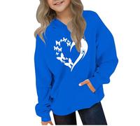 Kleoque Girls Sweatshirt Hoodies Long Sleeve Hooded Cute Graphic Print Sweatshirts Active Athletic Hooded Sweatshirt Trendy Casual Comfortable Premium School Shirts #01Blue 4-5 Years