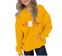 Kleoque Girls Sweatshirt Hoodies Long Sleeve Hooded Cute Graphic Print Sweatshirts Active Athletic Hooded Sweatshirt Trendy Casual Comfortable Premium School Shirts #04Yellow 4-5 Years