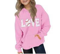 Kleoque Girls Sweatshirt Hoodies Long Sleeve Hooded Cute Graphic Print Sweatshirts Active Athletic Hooded Sweatshirt Trendy Casual Comfortable Premium School Shirts #05Pink 11-12 Years