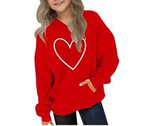 Kleoque Hoodies For Girls Uk Oversized Long Sleeve Hooded Sweatshirt Cute Graphic Print Sweatshirt Premium Winter Warm Hoodie Daily School Athletic Shirts #05Red 7-8 Years