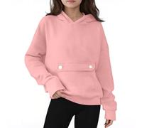 Kleoque Hoodies For Teen Girls Cute Preppy Long Sleeve Hooded Sweatshirts Youth Autumn Warm Sweatshirts Trendy Y2K Pullover With Pockets Oversized Solid Color Shirts Hooded Pink 14-15 Years