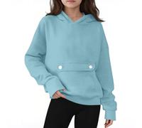 Kleoque Hoodies For Teen Girls Cute Preppy Long Sleeve Hooded Sweatshirts Youth Autumn Warm Sweatshirts Trendy Y2K Pullover With Pockets Oversized Solid Color Shirts Hooded Sky Blue 11-12 Years