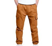 Kleoque Kids Cargo Jogging Pants Casual Active Outdoor Sweatpants Lightweight Utility Pant Multi Pockets Regular Fit Stretch Cargo Work Pants #01Orange 4-5 Years