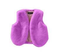 Kleoque Kids Girls Faux Fur Gilets Sleeveless Fleece Coat Thick Fuzzy Jacket Winter Sherpa Warm Thicken Waistcoat Solid Versatile Open Front Cardigan Party Prom Purple 5-6 Years