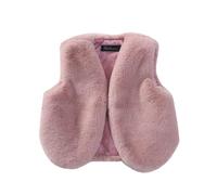 Kleoque Kids Girls Faux Fur Gilets Sleeveless Fleece Coat Thick Fuzzy Jacket Winter Sherpa Warm Thicken Waistcoat Solid Versatile Open Front Cardigan Party Prom Pink 9-10 Years