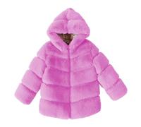 Kleoque Kids Girls Faux Fur Jacket With Hooded Fleece Coat Thick Fuzzy Jacket Outerwear Toddler Girls Furry Winter Coats Warm Hooded Utility Thermal Comfy Jackets Purple 9-10 Years