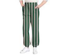 Kleoque Kids Jogging Trousers Elastic Waist Long Pants Striped Color Blocking Acitve Athletic Running Sweatpants Loungewear Bottoms Sleepwear #01Army Green 3-4 Years