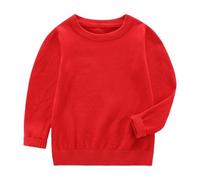 Kleoque Toddler Boys And Girls Winter Sweater Round Neck Pullover Solid Color Knitted Fleece Long Sleeve Soft Cozy Active Tshirts Warm Base Layer Top Tee Outdoor Workout #01Red 9-10 Years