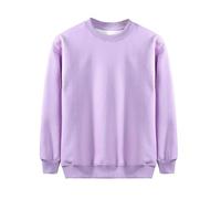 Kleoque Toddler Kids Cotton Basic Sweatshirts Long Sleeve Round Neck Pullover Fleece Sweatshirts Elastic Top Drop Shoulder Fuzzy Liner Warm Thermal Winter Tops #01Purple 13-14 Years