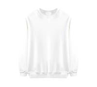 Kleoque Toddler Kids Cotton Basic Sweatshirts Long Sleeve Round Neck Pullover Fleece Sweatshirts Elastic Top Drop Shoulder Fuzzy Liner Warm Thermal Winter Tops #01White 7-8 Years