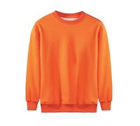 Kleoque Toddler Kids Cotton Basic Sweatshirts Long Sleeve Round Neck Pullover Fleece Sweatshirts Elastic Top Drop Shoulder Fuzzy Liner Warm Thermal Winter Tops #01Orange 7-8 Years