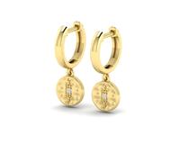 KLEORA IRIS Modern Electrum™ Diamond Cats Eye Circle Droplet Hoop Earrings