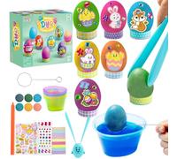 Klever Kits 20Pcs Easter Egg Dye Kit, DIY Easter Egg Decorating Craft Kit with Egg Tray, Egg Stands, Easter Stickers for Kids Easter Egg Coloring Theme Creativity Activity, Home School Egg Crafts