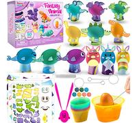 Klever Kits 27 PCS Easter Animal Egg Dye Kit, Easter DIY Egg Decorating Kit with Mermaid, Dinosaur and Unicorn Theme Stickers for Easter Party Favor, Egg Hunt, Creativity Activity, Party Decorations