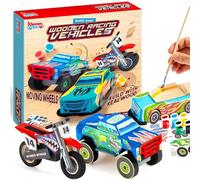 Klever Kits Craft Kit Build & Paint Your Own Wooden Race Car Art & Craft Kit DIY Toy Make Your Own Car Truck Toy Construct and Paint Craft Kit Presents