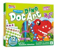 Klever Kits Dinosaur Dot Art Kit for Kids, No Mess Sticker for Toddler 3-7, Craft Kits, DIY Creative Activity, Travel Toy, Birthday Gifts for Boys Girls