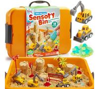 Klever Kits Magic Play Sand for Kids Construction Toys Sandbox with 18 Accessories and Glowing Stones Play Sand Toys for Boys Girls 3 4 5 6 7 8 Year Old Sensory Bin Learning Gifts
