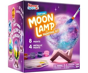 Klever Kits Paint Your Own Moon Lamp Kit,3D Space Moon Night Light,DIY Lamp Night Light Arts & Crafts Kit for Kids, Birthday Gifts for Girls Boys Ages 6 7 8 9 10 11 12 Presents