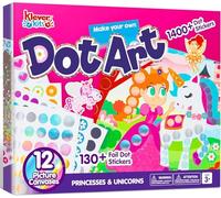 Klever Kits Unicorns & Princess Dot Art Kit for Kids, No Mess Sticker for Toddlers 3-7, Craft Kits, DIY Creative Activity, Travel Toy, Birthday Presents for Boys Girls