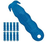Klever Kutter - Safety Cutter Tool (Pack of 10) Light Blue, Unique Double Hook Design - Disposable Box Cutter with Cutting Blade for Letter, Strap, Carton, Package, Envelope and Box Opener.