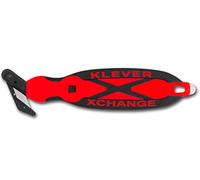 Klever XCHANGE, Box Cutter, Safety Cutter, Utility Knife, Safety Knife, Replaceable Head Perfect for Cutting Double Wall Cardboard or Other Thick Material (Red)