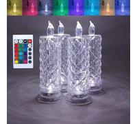 klexcol Rose Shadow LED Flameless Candles Set of 4, Rechargeable Operation, Girls' Desk, Bedside, Dining Room Atmosphere-Enhancing Crystal-Like Creative Gift Lamp,Daily Party Decorations