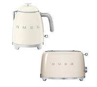 KLF05 Retro 50's Style Mini Kettle 0.8L & TSF01 2 Slice Toaster Set Smeg Cream One Size