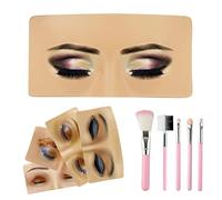 Klfoho The Perfect Aid to Practicing Makeup, Facial Eye Makeup Practice Board, Silicone Practice Makeup Face Board Lash View Eyelid Training for Practice Eyesmakeup with 5 Pcs Brushes Set (close-eye)