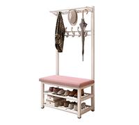 KLGFBDC Entryway Storage Bench with Coat Racks and Shoe Rack 3 in 1 Hall Tree nizer with 10 Hooks and Storage Shelf Accent Furniture with Metal Frame 80X33X172CM