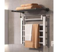 KLGFBDC Hardwired Heated Towel Rack, Household Smart Electric Heating Drying Rack Wall-Mounted Heating Towel Rack for Bathroom, Spa, Bathrobe, Blanket & Pajama, frosted silver