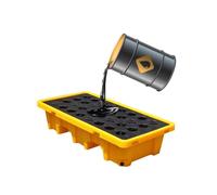 KLGFBDC Oil Tank Spill Tray,Spill Containment Platform, Modular Oil Drum Spill Pallet with Drain, Industrial Leak-Proof Polyethylene Tray for Garage Supermarket Basement(140 L/130X68X30 CM
