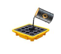 KLGFBDC Oil Tank Spill Tray,Spill Containment Platform, Modular Oil Drum Spill Pallet with Drain, Industrial Leak-Proof Polyethylene Tray for Garage Supermarket Basement(43 L/66X66X15 CM)