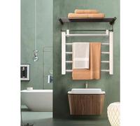 KLGFBDC Smart Electric Heated Towel Rack for Bathroom Wall Mounted Heating Drying Rack for Spa Bathrobe Blanket & Pajama Freestanding Design in Frosted Silver