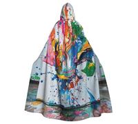 KLGRTJHK Graffiti splatter Hooded Cape for Adults, Halloween Cloak for Men & Women Wizard Robe Cosplay Costume Black Cloaks