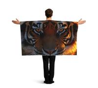 KLGRTJHK Wearable Cape with Sleeves, Lightweight Polyester Flag Poncho for Sporting Events, and Party Celebration The anger of the tiger