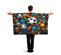 KLGRTJHK Wearable Cape with Sleeves, Lightweight Polyester Flag Poncho for Sporting Events, and Party Celebration The happy world of soccer