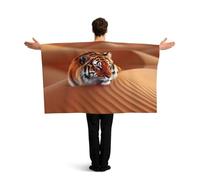 KLGRTJHK Wearable Cape with Sleeves, Lightweight Polyester Flag Poncho for Sporting Events, and Party Celebration Tigers in the Desert