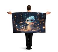 KLGRTJHK Wearable Cape with Sleeves, Lightweight Polyester Flag Poncho for Sporting Events, and Party Celebration Cute little snowman in the forest