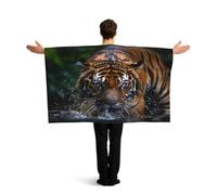 KLGRTJHK Wearable Cape with Sleeves, Lightweight Polyester Flag Poncho for Sporting Events, and Party Celebration The tiger drinking water