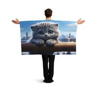 KLGRTJHK Wearable Cape with Sleeves, Lightweight Polyester Flag Poncho for Sporting Events, and Party Celebration Lonely kitty