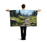 KLGRTJHK Wearable Cape with Sleeves, Lightweight Polyester Flag Poncho for Sporting Events, and Party Celebration Beautiful landscape scenery